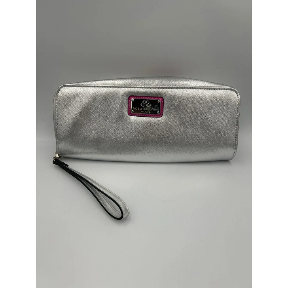 Soto Massini Milano Silver Metallic Ballet Clutch‎ Wallet Organizer